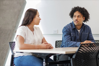 Students sitting talking